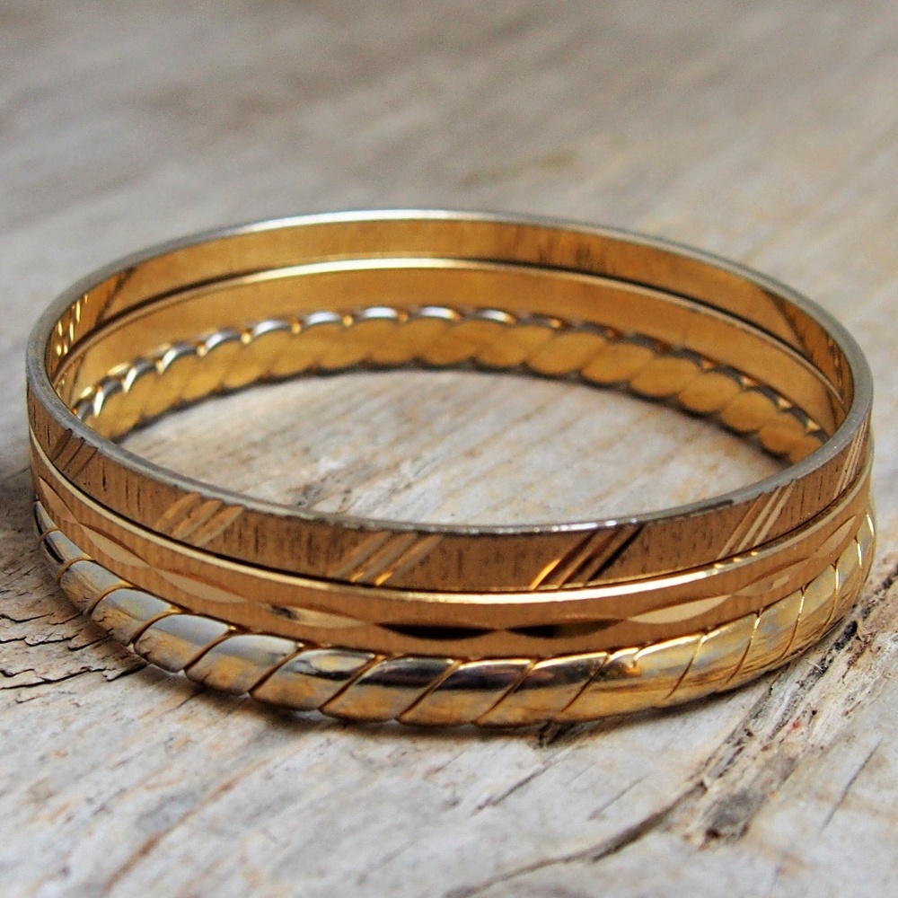 3 Monet Bangle Bracelet Bundle Gold-Tone - Picture 2 of 8